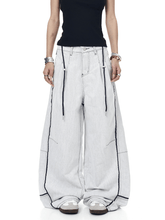 Contrast Stitching Deconstructed Wide - Leg Jeans - COPPING THREADS - CT Select